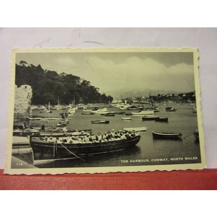 THE HARBOUR, CONWAY, CONWY, WALES used vintage postcard 1958 pm =