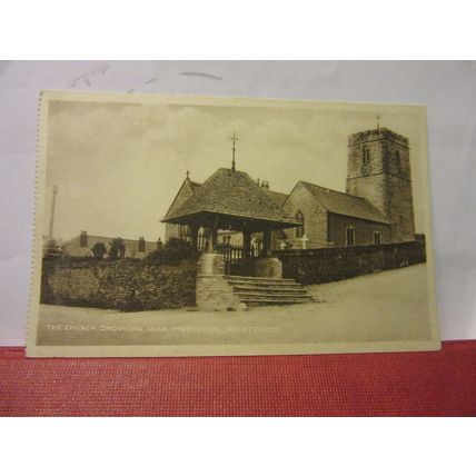 CHURCH WITHE WAR MEMORIAL, MORTEHOE, NORTH DEVON, unused antique postcard #