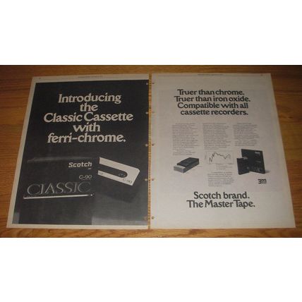 1974 3M Scotch Brand Tape Ad - Introducing the classic cassette