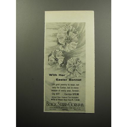 1956 Black, Starr & Gorham Jewelry Ad - With her Easter Bonnet