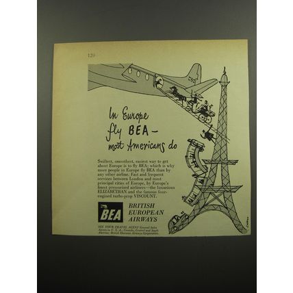 1955 BEA British European Airways Advertisement - In Europe fly BEA