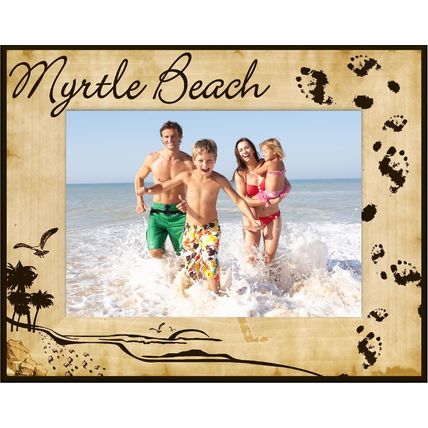 Myrtle Beach South Carolina Footprints Laser Engraved Wood Picture Frame (5 x 7)