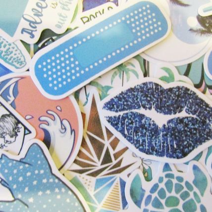 25 Blue Mix Stickers Loose Random Selection Fun Scrapbooking Decorate ST16