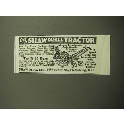 1928 Shaw Du-All Tractor Ad - Get a Shaw Du-All Tractor