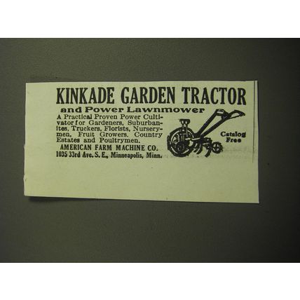 1928 Kinkade Garden Tractor Advertisement