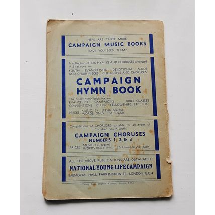 CAMPAIGN CHORUSES - No. 3 - National Young Life Campaign - Booklet - Dated 1952