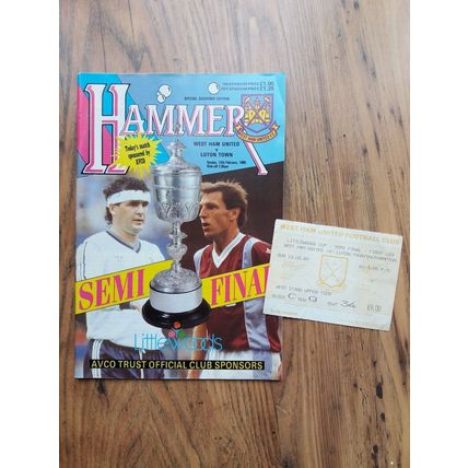 1989 League Cup Semi Final Programme & Ticket – West Ham vs Luton Town