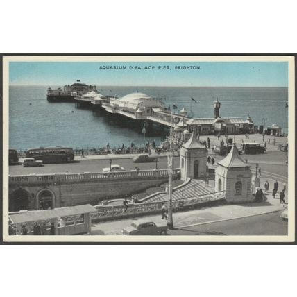 Aquarium & Palace Pier, Brighton, Sussex, c.1950s - ETW Dennis Postcard