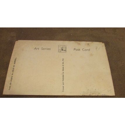 Adams pencil sketch Postcard - Font, Newenden Church - Ashford Kent