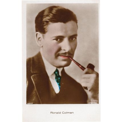 Ronald Colman Smoking Pipe Film Star Hand Coloured Old Photo Postcard