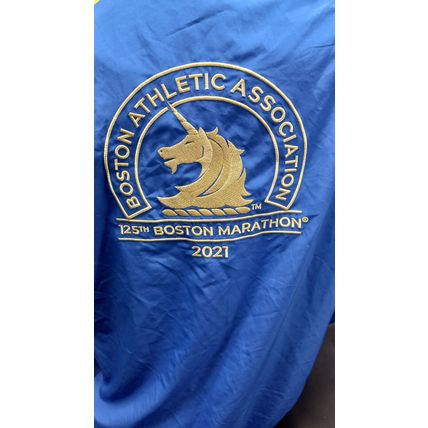 Rare Adidas Mens Large 125th Boston Marathon PrimeBlue Aeroready Running Jacket