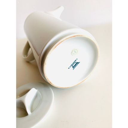 THOMAS ECLIPSE 70s COFFEE POT mint mcm china RARE FIND WHITE ORANGE BLACK