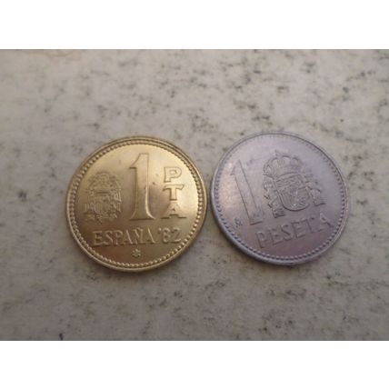 Spain - 2 different - 1 peseta coins - dated 1982