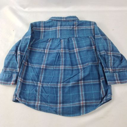 The Children's Place Boys Toddler Corduroy Blue Plaid Long Sleeve Shirt Sz 18M