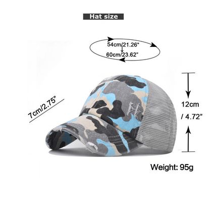 High Bun Hat Cotton Summer Sun Sport Camouflage Ponytail Baseball Cap Ladies