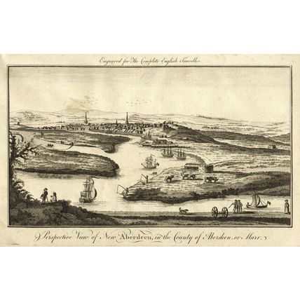 PERSPECTIVE VIEW OF NEW ABERDEEN 1771 John Slezer ANTIQUE ENGRAVING