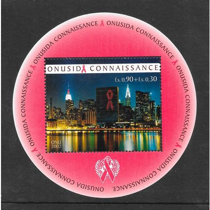 UN UNITED NATIONS 2002 MINT MNH ** GENEVA AIDS MINI SHEET ROUND PINK RIBBON