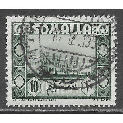 SOMALIA 1950 10c DEFINITIVE BUILDING GOVERNMENT DATED USED ITALIAN SOMALILAND