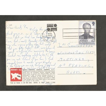Postcard Jersey John Hinde 2J3 Mont Orgueil castle and Gorey Harbour
