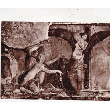 Pompei Villa Misteri Vannus e Flagellante Italy Real Photo Postcard unused VGC
