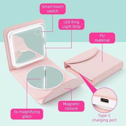 PU Bifold Mirror Compact Powder – Stylish, Portable Makeup Compact with Dual Mir