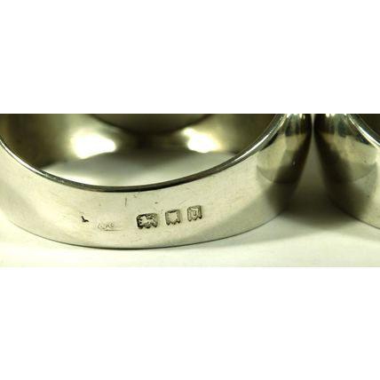 Pair Sampson Mordan & Co Solid Sterling Silver Serviette Napkin Signet Rings