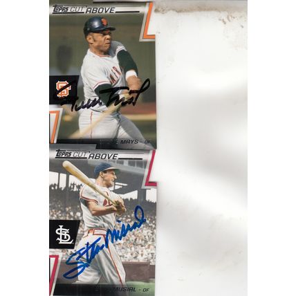 WILLIE MAYS & STAN MUSIAL AUTO 2012 GIANTS & CARDINALS HOF WORLD CHAMPION PLAYER