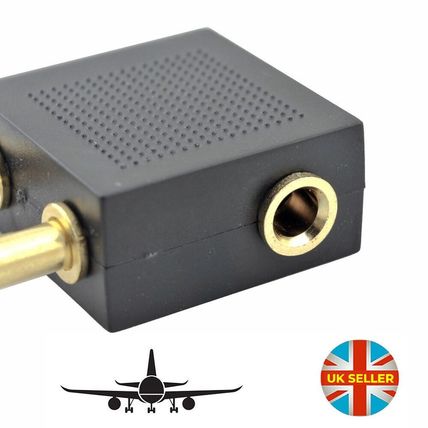 Aeroplane Airplane Airline In-Flight Chair Audio Adapter Headphone Gold ⚽