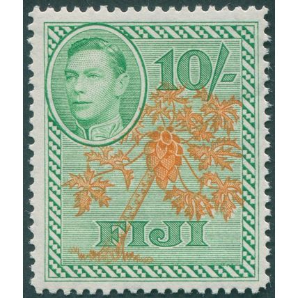 Fiji 1950 10s orange & emerald SG266a unused