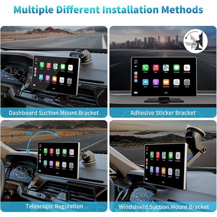 Portable Apple Carplay Screen for Car, 9" Wireless Apple Carplay & Android Auto,