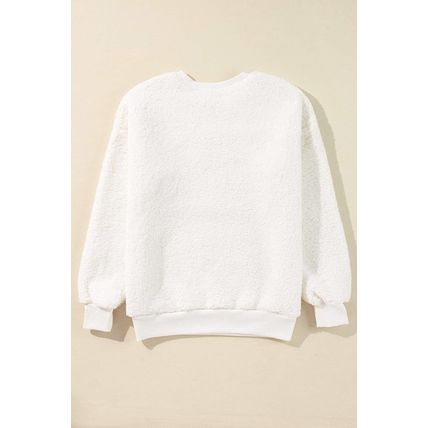 White Christmas MERRY & Bright Chenille Graphic Sherpa Sweatshirt