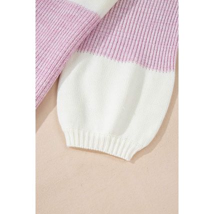 Bonbon Neutral Colorblock Tie Back Sweater