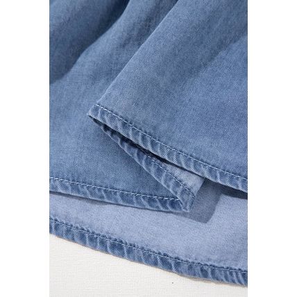Ashleigh Blue Ruffled V Neck Smocked High Waist Denim Mini Dress