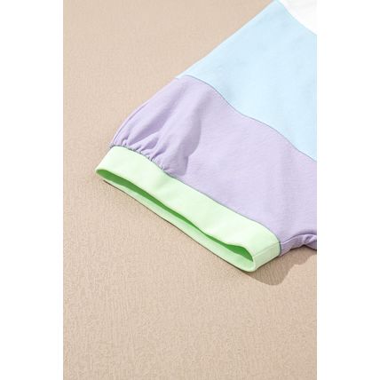 White Color Block Patchwork Half Sleeve Oversized T Shirt