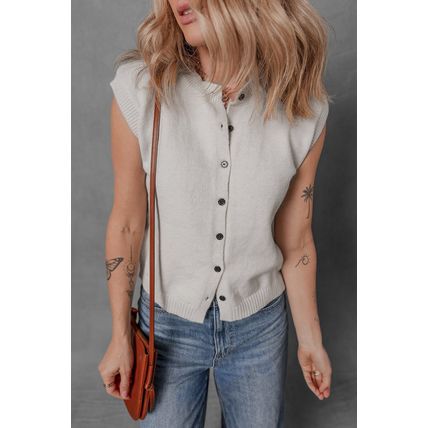 Jet Stream Button Up O Neck Sweater Vest
