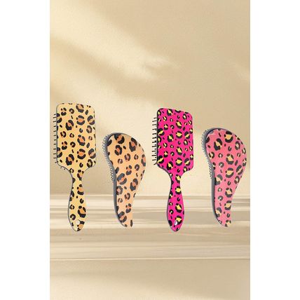 Strawberry Pink Leopard Print Long Handle Air Cushion Comb