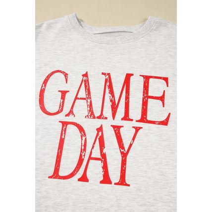 Red Vintage Washed GAME DAY Graphic Baggy Sweatshirt