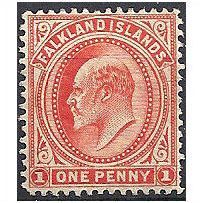 Falkland Islands 1911 SG44e 1d Orange-Vermillion Mounted Mint ..