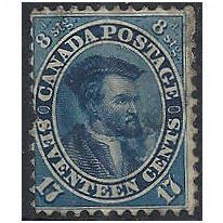 Canada (Colony Of) 1859 SG43 17c Slate Blue Fine Used (pulled perf) . .