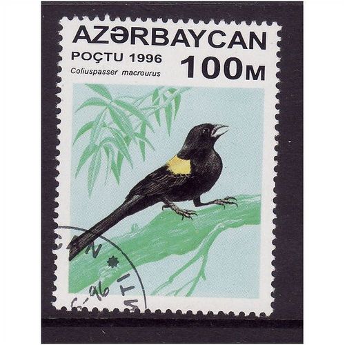AZERBAIJAN 1996 SG326 100M BLUE NAPED MOUSEBIRD FINE USED#2