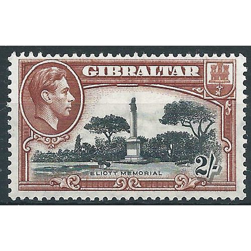 Gibraltar 1942 SG128b 2/- Black & Brown Perf 13 Mounted Mint....