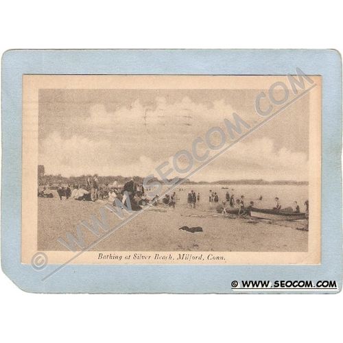 CT Milford Postcard Bathing At Silver Beach ct_box3~1450
