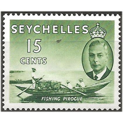 Seychelles 1952 SG161 15c Deep Yellow-Green Mounted Mint . ..
