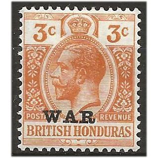 British Honduras 1918 SG118 3c Orange WAR Mounted Mint . .. .