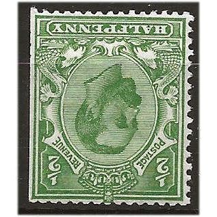 1911 SG335wi 1/2d Green Die B Wmk Royal Cypher Simple INVERTED U/Mint . .. .
