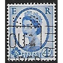 SG 546: 4d. ultramarine Defin.: Elizabeth II, wmk. St. Edw. Crown, perfin (SBC)