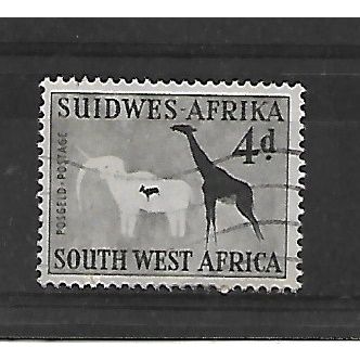 SouthWestAfrica.SG157 4d "White Elephant&Giraffe" (rock painting).F/Used.May21a