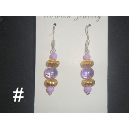 Chinese lantern style turquoise gold on purple glass earrings