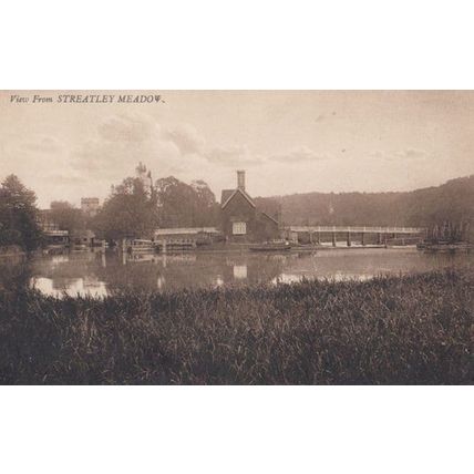 River View From Streatley Meadow Berkshire Antique Postcard