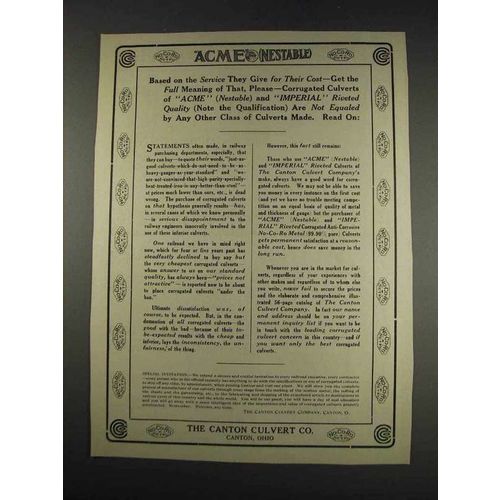 1913 Canton Culvert Acme Corrugated Culverts Ad